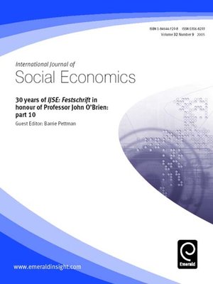 cover image of International Journal of Social Economics, Volume 32, Issue 9